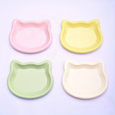 4pcs Multicolor Plastic Cat Bowl Set,Pet Supplies Category,Cartoon Cat-Shaped Design, Non-Slip Bottom to Prevent Slipping