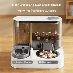 2-in-1 Stainless Steel Pet Feeder - Automatic Food Dispenser & Water Fountain, Smart Connected Bowl for Cats (CE/FCC)