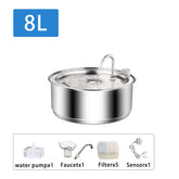 8L Dog water fountain Stainless Steel water dispenser for dogs cats smart Pet water Dispenser for Large Dogs Cat with Sensor