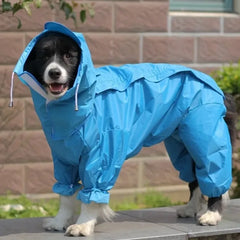 Large Dog Raincoat Clothes for Puppy Medium Dogs Waterproof Four Corner Hooded Jacket Poncho Pet Rain Season Outside Supplies