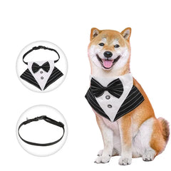 Adjustable Pet Neck Tie Neckerchief Dog Tuxedo Wedding Bandana Collar with Bow Tie Animal Costume