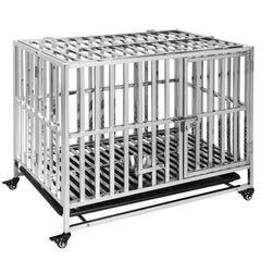 Metal Dog Cage Easy To Install Dog Crate with Locks Dog Kennel Folding for High Anxiety Medium/Small Dogs