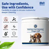 PETCLEAR 50PCS Pet Grooming Finger Wipes, Dog Cat Tear Stain Removal, Multi-Use Eye Ear Teeth Clean, Natural Convenient Wipes
