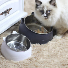 200ml 400ml 15 Degrees Tilted Stainless Cat Bowls Non-slip Base Pets Puppy Cats Food Drink Water Feeder Neck Protection Pet Bowl
