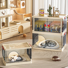 Multifunctional Cat Villa Large Indoor Pet Cage Multilayer Transparent Dog House Folding Luxury Cats Villa Bed with Storage Box
