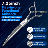 Fenice Master Series 7.25 inch Functional Scissors JP440C Curved Chunker Shears 75%-80% Thinning Pet Dog Trimming Grooming Tools