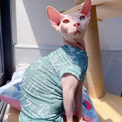 Cool Fabric 4-legged Vest for Sphyinx Cat Summer Beige Green T-Shirt for Male Kittens Dogs Soft Coat for Devon Rex Cat Prodcut