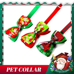 Pet Cat Christmas Collar Birthday Gifts Bowknot Neck Strap Pet Costume Necklace Dog Bow Tie Dog Cat Collar Christmas Decoration