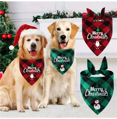 Christmas Pet Triangle Scarf Dog Bandanas Saliva Towel For Holiday Party Decoration Adjustab Scarf For Small to Large Sized Dogs