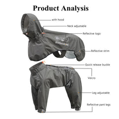 High-Quality Dog Clothes Pet Raincoat Snowsuit Waterproof Windproof Dog Coat Fully Wrapped Reflective Dogs Jacket Raincoat