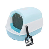 Large Capacity Fully Enclosed Pet Litter Box - Spillproof Deodorant Cat Toilet with Two-Way Shovel Closed Cat Sandbox Toilet