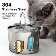 Cat Water Fountain, 75oz Stainless Steel Automatic Water Fountain with Filters Silent Pump for Cat Drinking, Pet Water Supplies