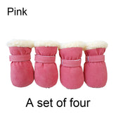 4pcs Winter Thick Warm Dog Shoes Soft Plush Non-slip Waterproof Snow Boot Puppy Outdoor Walking Pet Accessories Dog Socks Bootie
