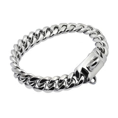 Metal Dog Collar Stainless Steel Pet Choker Gold Cuban Link Chain 14mm Wide Lead for Small Medium Large Dogs Pet Accessories