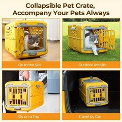 Portable Pp Material Outdoor Pet Cage, Foldable Durable PetTravel Carriers Dog Cage Large Cat Carrier Hard