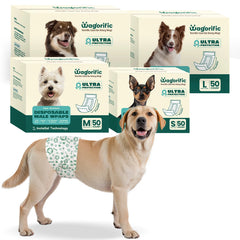 Disposable Dog Diapers - Super Absorbent & Leakproof with Wetness Indicator, Adjustable Fasteners for Male/Female Puppies
