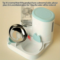 2 In1 Automatic Pet Water Fountain Pet Food Dispenser Set with Stainless Steel Bowls Self-Feeding/Watering for Indoor Cats