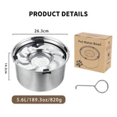Dog Water Bowl Suspended Stainless Steel Pet Bowl Large Dog Slow Drinking Anti-Splash Water Dispenser Floating Bowl 3L/101oz
