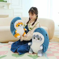 Hot Cute Shark Cat Fried Shrimp Cat Plush Doll Pillow Doll Beautiful Room Car Bag Decoration Pendant Opening Holiday Gift