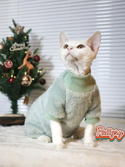 Winter cat plush high-elastic thickened belly-protecting four-legged suit, hairless cat clothing, Sphynx cat German-style clothe