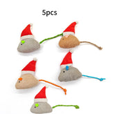 5pcs Mix Pet Toy Catnip Mice Cats Toys Christmas Hat Mouse Cat Chew Toy Fun Plush Mouse Cat Toy For Kitten Pet Supplies