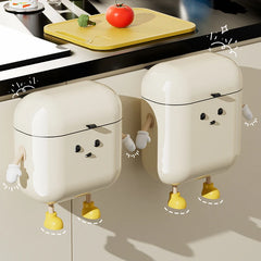 9L/12L DIY Cream-Colored Wall-mounted Kitchen Trash Can with Lid for Food Waste and Bathroom No Bending High Appearance Level