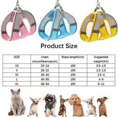 Cat Dog Harness Leash Set for Small Dogs Adjustable Reflective Harness Vest French Bulldog Chihuahua Pug Walking Lead Leash