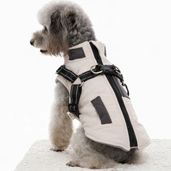 Dog Wind Breaker with Dual D Leash Vest Dog Jacket Warm Dog Hoodie Warm Pet Dog Clothes
