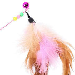 2PCS Feather Cat Teasing Rod Bell Bird Cat Toy Elastic Wire Stick Flexible Interactive Pet Supplies