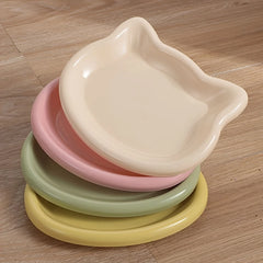 4pcs Multicolor Plastic Cat Bowl Set,Pet Supplies Category,Cartoon Cat-Shaped Design, Non-Slip Bottom to Prevent Slipping