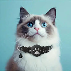 Fashion Airtag Pet Collar Adjustable Elastic Nylon Puppy Cat Collar with Bell Anti-lost GPS Tracker Case With Tracker