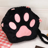 Cute Cat Paw Plush Backpack with Adjustable Straps Soft Furry Purse with Zipper JK Girls Bag Cartoon Backpack for Women Girls