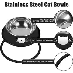 Cat Food Bowl Non Slip Stainless Steel Unbreakable Breakage Removable Rubber High Temperature Resistant Easy Clean Pet Supplies