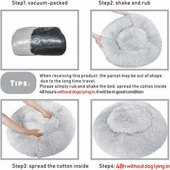 40-110cm Round Pet Bed for Large Dog Bed Super Soft Cat Bed Long Plush Dog House for Medium Dog House Winter Warm Sleeping