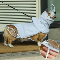 Four Seasons Dog Raincoat Back And Head Waterproof Coat For Corgi Teddy Small Medium Dogs Light Blue Pet Raincoat Cool Cloak
