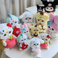 12/20cm Kawaii Shark Cat Turn Into Co Branded Ugly Fish Kuromi Melody Cinnamoroll Plush Plush Series Toy Keychain Gift for Kids
