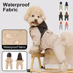 Teddy Schnauzer Raincoat With Reflective Strap And Traction Bucklefor Small &Medium Pets Four Legged Hooded Windproof Sweatshirt