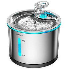 NPET Cat Water Fountain Stainless Steel, 50oz/1.5L Dishwasher Safe Pet Water Fountain with Visible Window Light for Cats