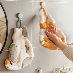 1Pcs Cute Cat Hanging Towel Kitchen Hand Towel Bathroom Soft Absorbent Handkerchief Wipe Towel Cartoon Kids Towels