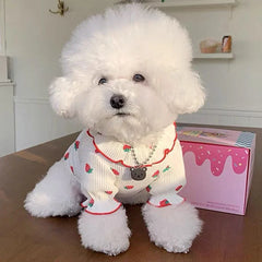 Summer Breathable Pet Clothing for Cat Cute Dog Clothing for Small Dog Vest Ruffled Strawberry Small Cat Clothes Pet Clothes