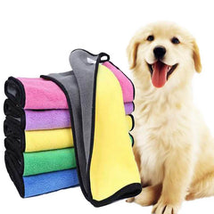 Soft Coral Fleece Pet Towel Puppy Cat Bath Absorbent Quick-Drying Bath Towels Thickened Double-Sided Cleaning Towel Pet Supplies