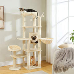 Cactus Tall Cat Tree for Large Cat Multi-Level Cat Tower for Indoor Cats Cat Condo with Large Hammock Scratching Post 2 Perches