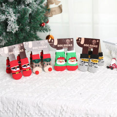 4pcs Winter Pet Dog Socks Christmas Small Cat Knit Warm Socks Dog Anti-Slip Sock Chihuahua Paw Protector Booties Pet Accessories