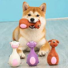 1 Piece Fat Bellied Cartoon Fun Bite Resistant Latex Sound Dog Toy Purple Elephant White Cow Brown Optional