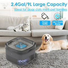 Dog Water Fountain, 2.4Gal/9L Pet Water Fountain for Large Dogs & Cats, Automatic Dog Water Bowl Dispenser Cat Drinking Fountain