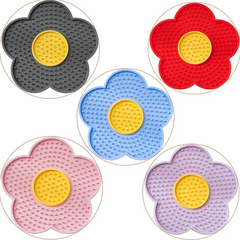 1pc Sun Flower Shape Silicone Dog Licking Plate Cute Pet slow licking mat Pet Supplies Cat Licking Pad With Suction Cup Lick Pad
