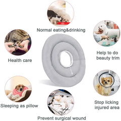 Elizabethan Collar For Dogs Adjustable Neck Drawstring Waterprof Protective Donut Collar Prevent Biting & Scratching