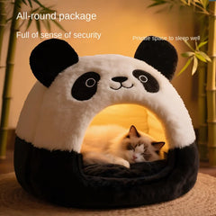 Thickened Cat Bed - Suitable for All Seasons - Closed Design - Safe and Warm - Chinese Panda Style
