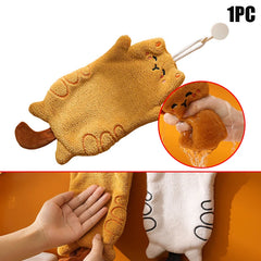 Cute Cat Hand Towels Kitchen Wipe Water Cloth Kitchen Hanging Towels Dishwashing Cloth Bathroom Quickly Dry Cleaning Hand Towel