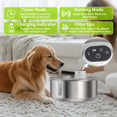8L Dog Water Fountain Automatic Sensor Stainless Steel Cat Water Fountain Multiple Pet Drinking Water Dispenser Accessories